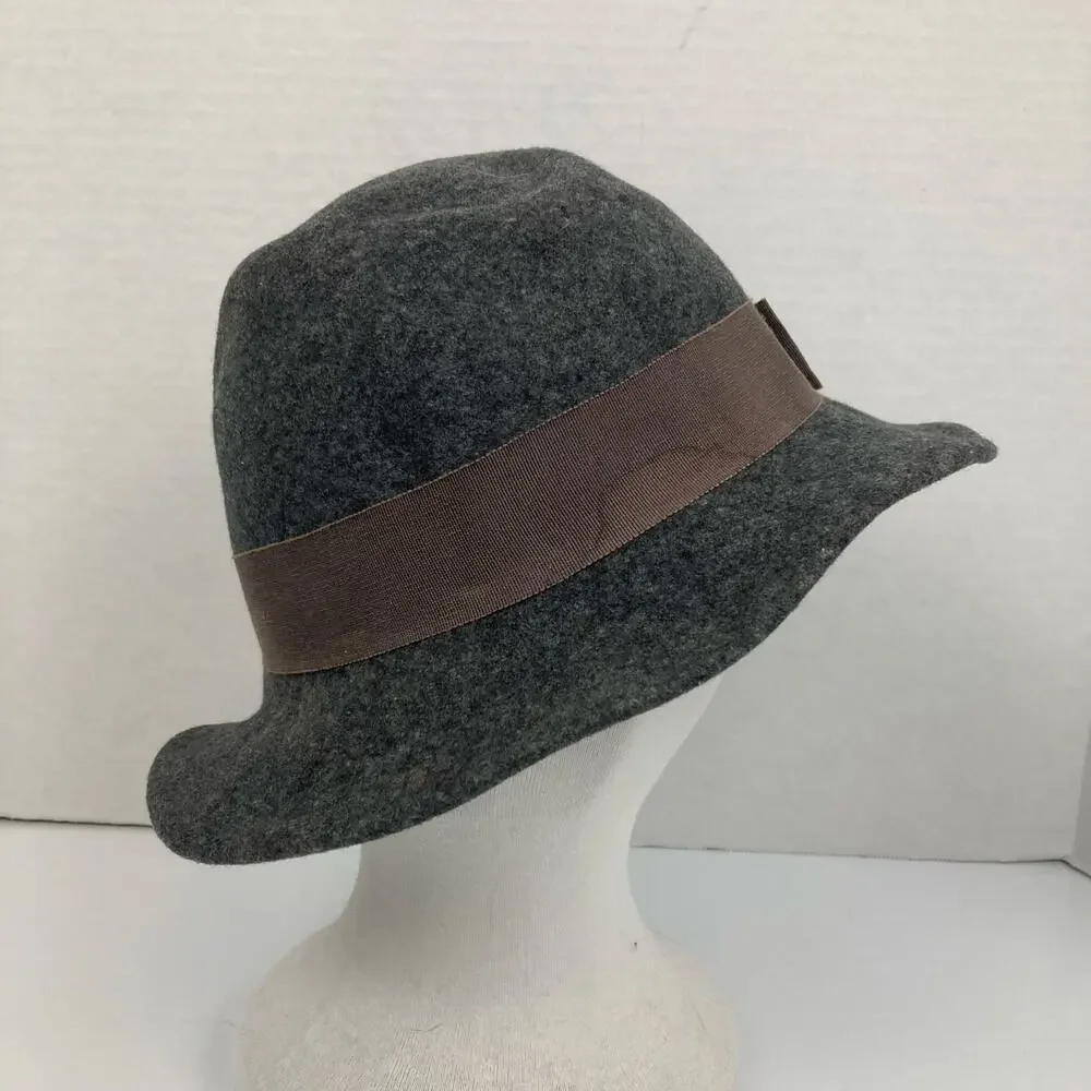 VTG Street Smart Betmar Cloche Wool Hat Women Heathered Gray Bucket Bell Bow USA